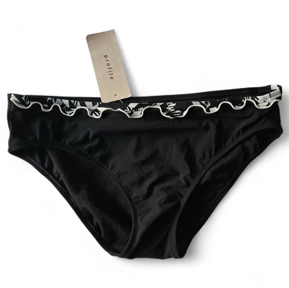 NWT PROFILE BY GOTTEX Black Ruffled Bikini Bottom | SZ 12